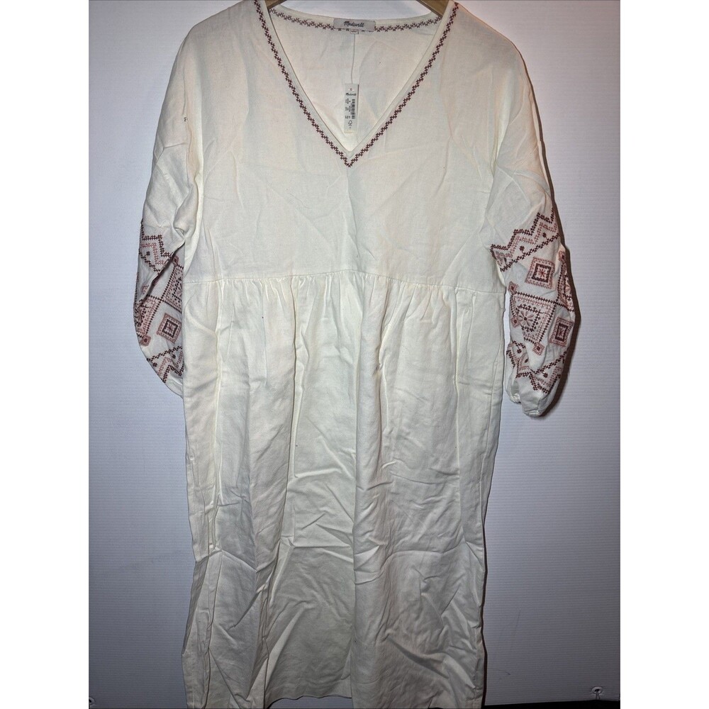 Madewell Cream Midi Dress with Brown Accents